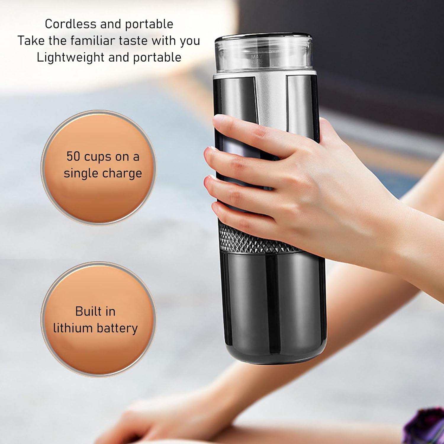 Pyhodi Electric Coffee Machine, Auto Portable Espresso Machine Rechargeable Manually Operated Fast Brewing Coffee Maker with 1200mAh Battery, Compatible with Capsule & Ground Coffee - Amazing Gadgets Outlet