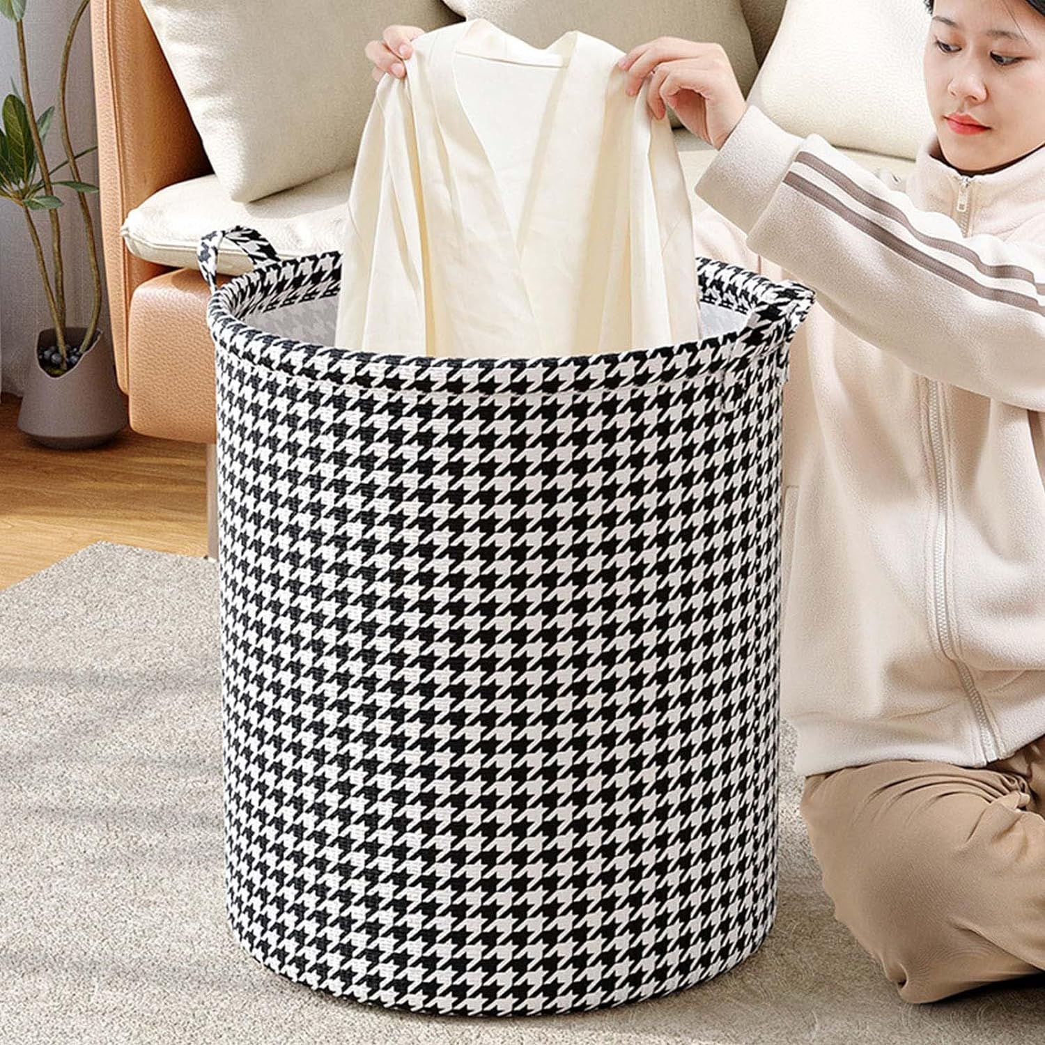 Qianniao Fabric Foldable Storage Basket, Elevated and Thickened Durable Without Fear of Pulling Bucket Laundry Basket, Basket Bathroom Dirty Clothes Basket Toy Clothing Storage Basket #1 - Amazing Gadgets Outlet