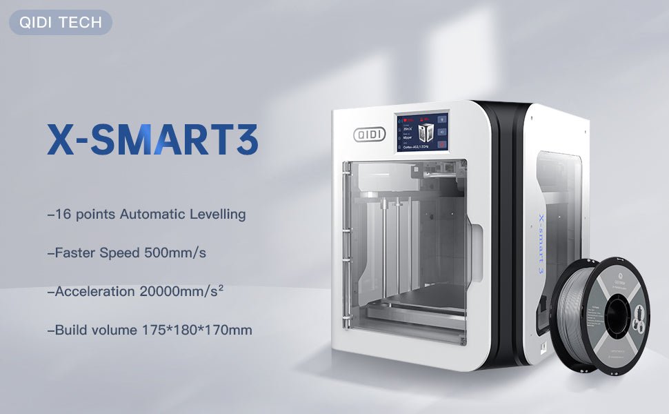 QIDI TECH 3D Printer X - SMART3 New Generation of High - Speed desktop 3D Printers,High - Speed Printing 500mm/s 20000mm/s²,Out of The Box,Automatic leveling,Can Print PLA, ABS, PETG,175 * 180 * 170mm - Amazing Gadgets Outlet