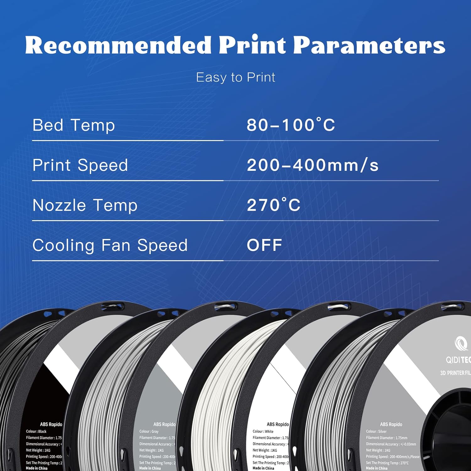 QIDI TECH ABS Rapido Filament 1.75mm, 3D Printer Filament ABS 1kg Spool (2.2lbs), Suitable for Hyper Speed Printing, 3D Printing Filament Fit Most FDM 3D Printers, Hyperly Resistant, Yellow - Amazing Gadgets Outlet