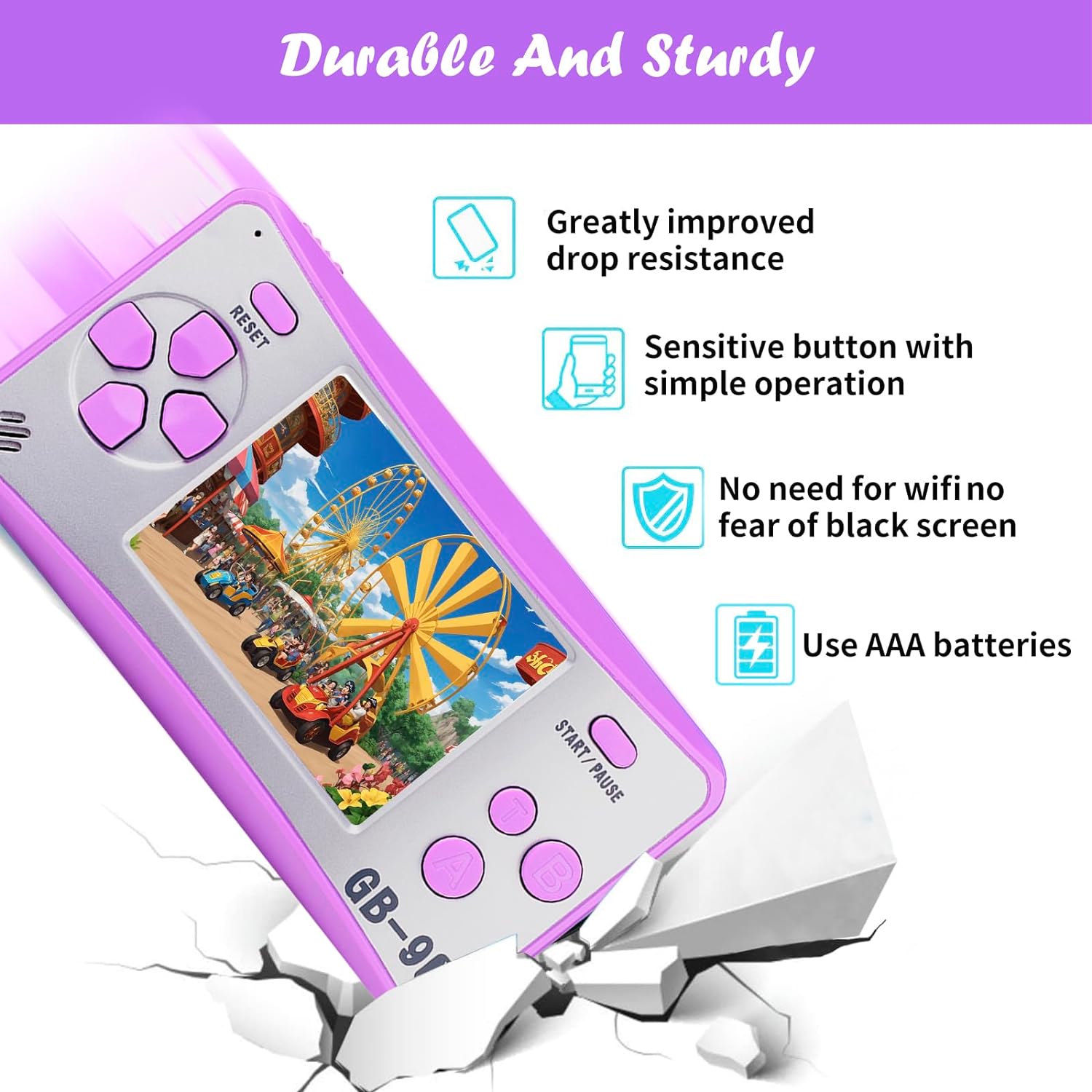 QINGSHE Portable Handheld Games console for Kids 2.5" LCD Screen 168 Games TV Output Arcade Gaming Player System Birthday for Your Boys Girls(Purple) - Amazing Gadgets Outlet