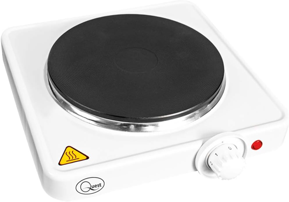 Quest 35240 Electric Single Hob / Hot Plate with Temperature Control / 1500W Hob / 5 Temperature Settings / Portable, Ideal for Camping, Caravans & Travelling - Amazing Gadgets Outlet