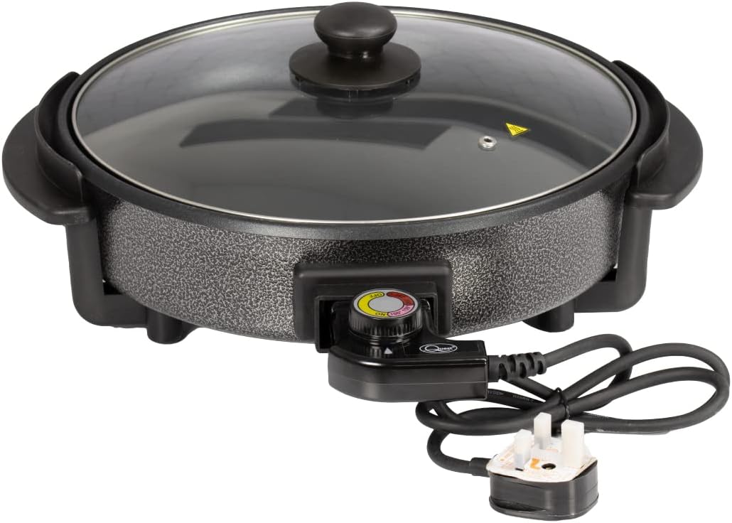 Quest 35410 30cm Multi - Function Electric Cooker Pan with Lid/Adjustable Thermostatic Control/Non - Stick Aluminium / 30 x 30cm Surface/Detachable Power Cable For Serving - Amazing Gadgets Outlet