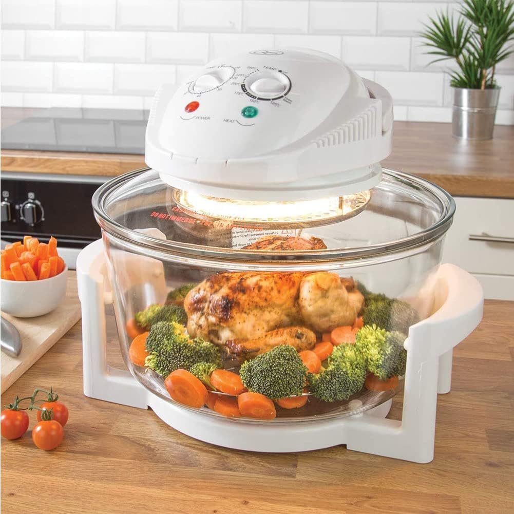 Quest 43890 12 Litre Halogen Oven/Low Fat, Multi - Function Oven/Toughened Glass Material/Healthy Air Cooking/Self - Cleaning Mode / 60 Minute Timer / 1400W - Amazing Gadgets Outlet