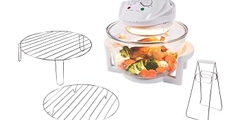 Quest 43890 12 Litre Halogen Oven/Low Fat, Multi - Function Oven/Toughened Glass Material/Healthy Air Cooking/Self - Cleaning Mode / 60 Minute Timer / 1400W - Amazing Gadgets Outlet