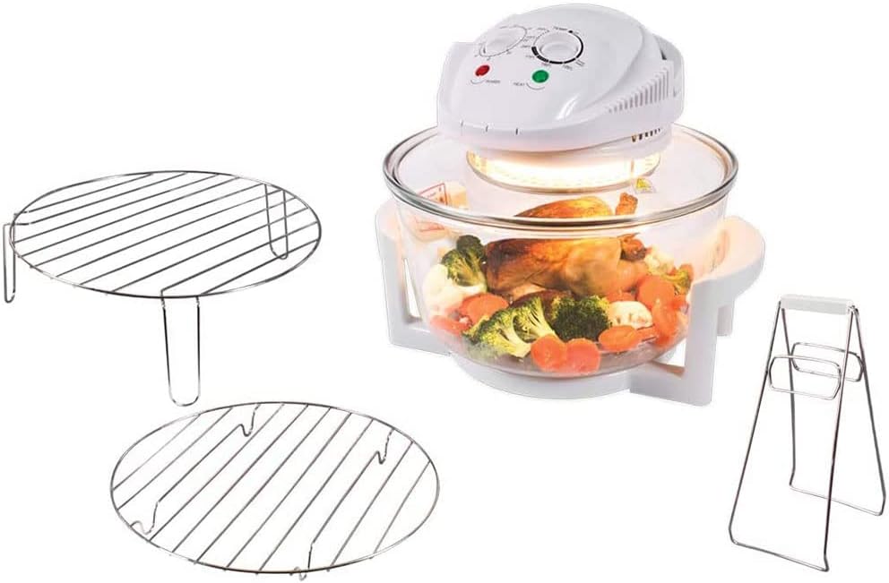 Quest 43890 12 Litre Halogen Oven/Low Fat, Multi - Function Oven/Toughened Glass Material/Healthy Air Cooking/Self - Cleaning Mode / 60 Minute Timer / 1400W - Amazing Gadgets Outlet