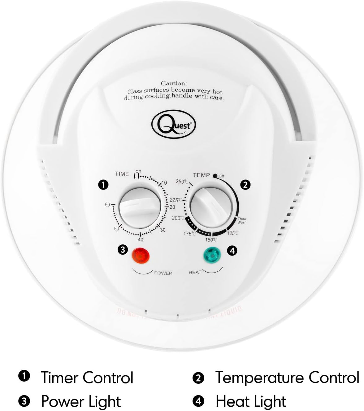 Quest 43890 12 Litre Halogen Oven/Low Fat, Multi - Function Oven/Toughened Glass Material/Healthy Air Cooking/Self - Cleaning Mode / 60 Minute Timer / 1400W - Amazing Gadgets Outlet