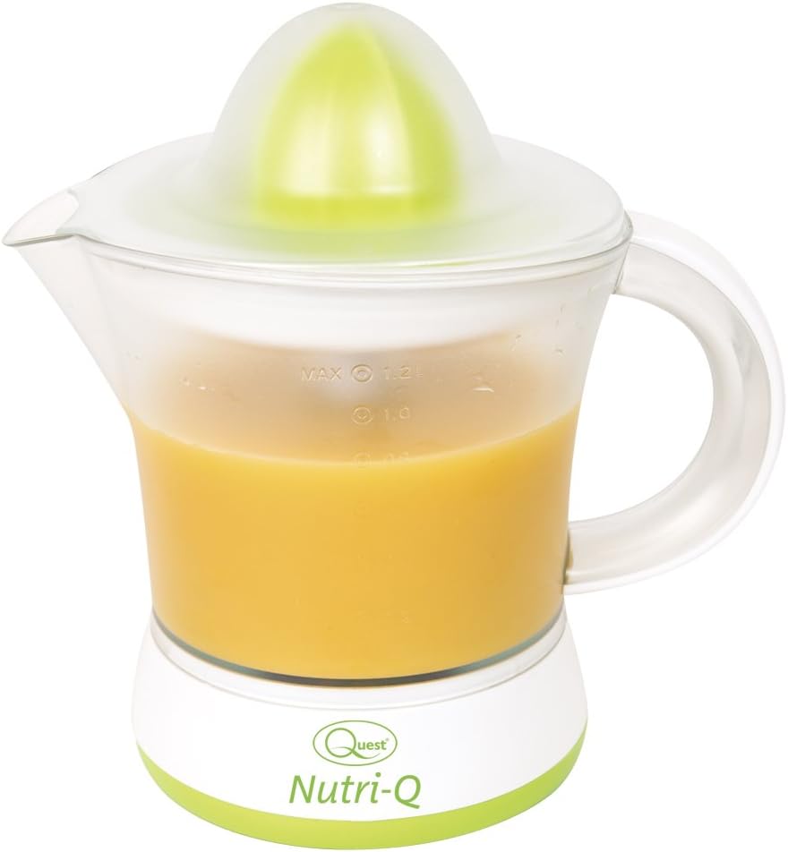 Quest Nutri - Q 34210 Quick Press Electric Citrus Juicer / 2 Different Cone Sizes / 1.2L Jug / Adjustable Pulp Strainer / Dual Direction Juicing / Low Noise / Dishwasher Safe Parts - Amazing Gadgets Outlet