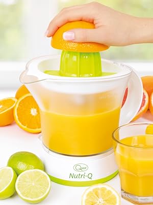 Quest Nutri - Q 34210 Quick Press Electric Citrus Juicer / 2 Different Cone Sizes / 1.2L Jug / Adjustable Pulp Strainer / Dual Direction Juicing / Low Noise / Dishwasher Safe Parts - Amazing Gadgets Outlet