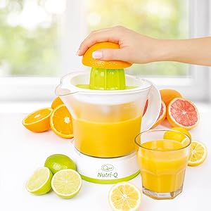 Quest Nutri - Q 34210 Quick Press Electric Citrus Juicer / 2 Different Cone Sizes / 1.2L Jug / Adjustable Pulp Strainer / Dual Direction Juicing / Low Noise / Dishwasher Safe Parts - Amazing Gadgets Outlet