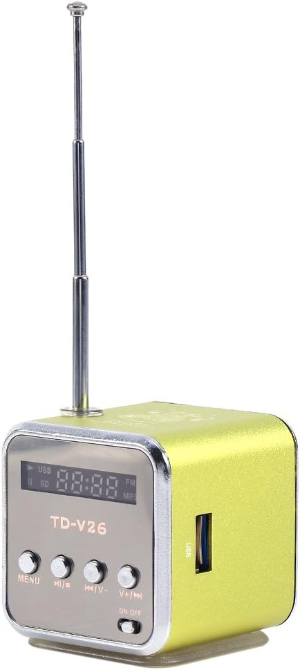 Radio, Radio Billig, Radio, Td V26, Small Portable Radios Mains And Battery Mini Speaker Music Player Portable Fm Radio Pc Fashion Support Tf Card And U Disk usb player (green) - Amazing Gadgets Outlet