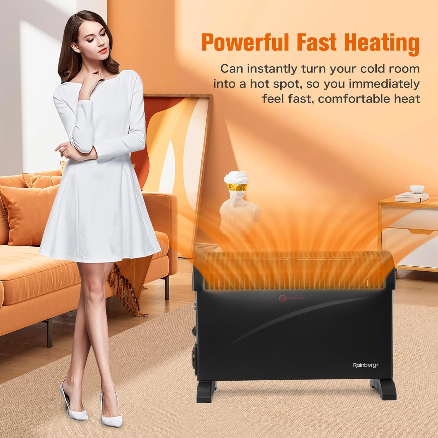 Rainberg 2000W Convector Radiator Heater with 24hr Timer, Electric Heater, Radiator, Heaters for Home/Office, Energy Efficient & Silent Heater. (Black) - Amazing Gadgets Outlet