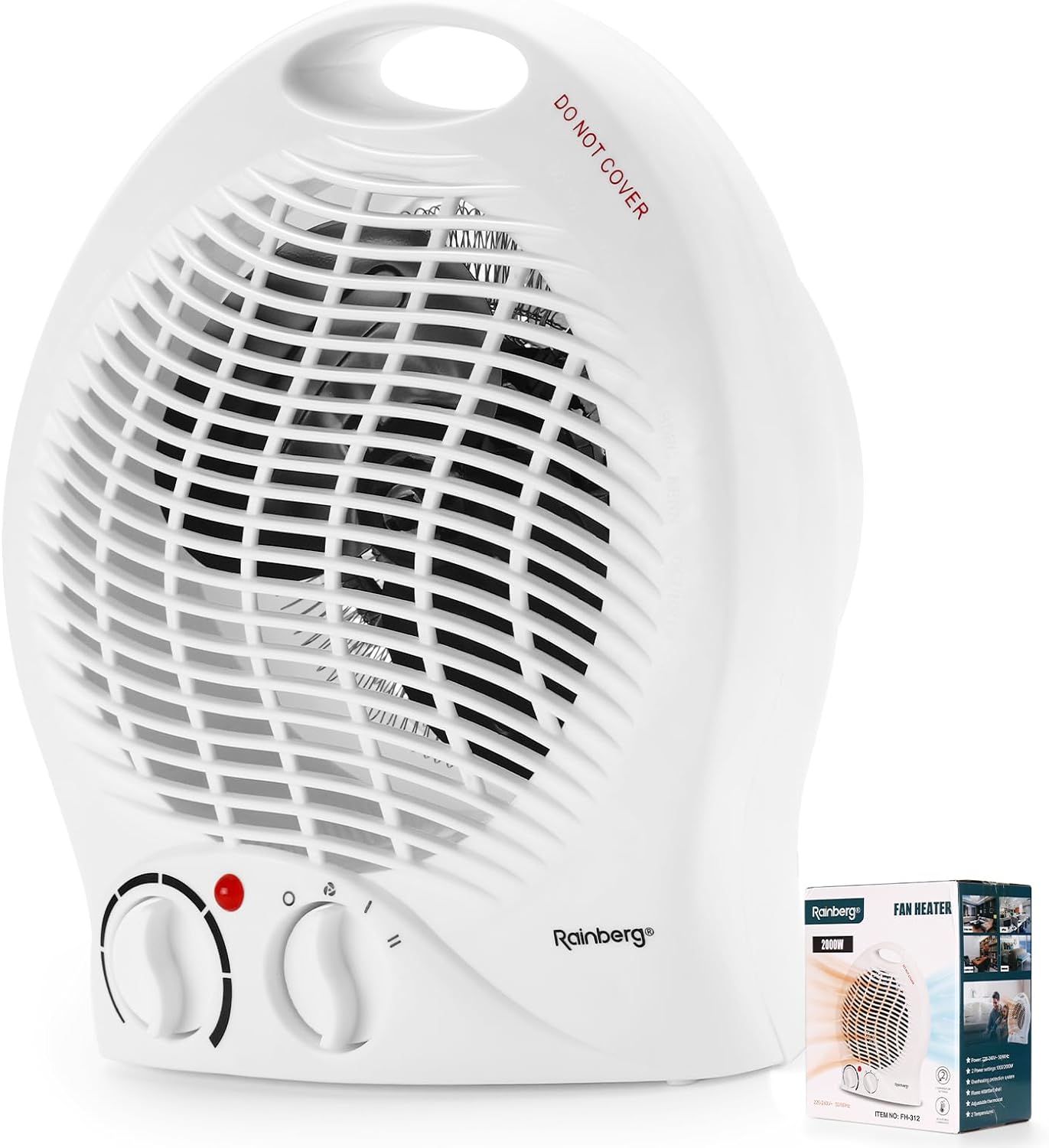 Rainberg Fan Heater with 2 Heat Settings 1000/2000W & Cool Function, Electric Heater, Room Heater with Variable Thermostat, Heaters For Home, Low energy. (FH - 313) - Amazing Gadgets Outlet