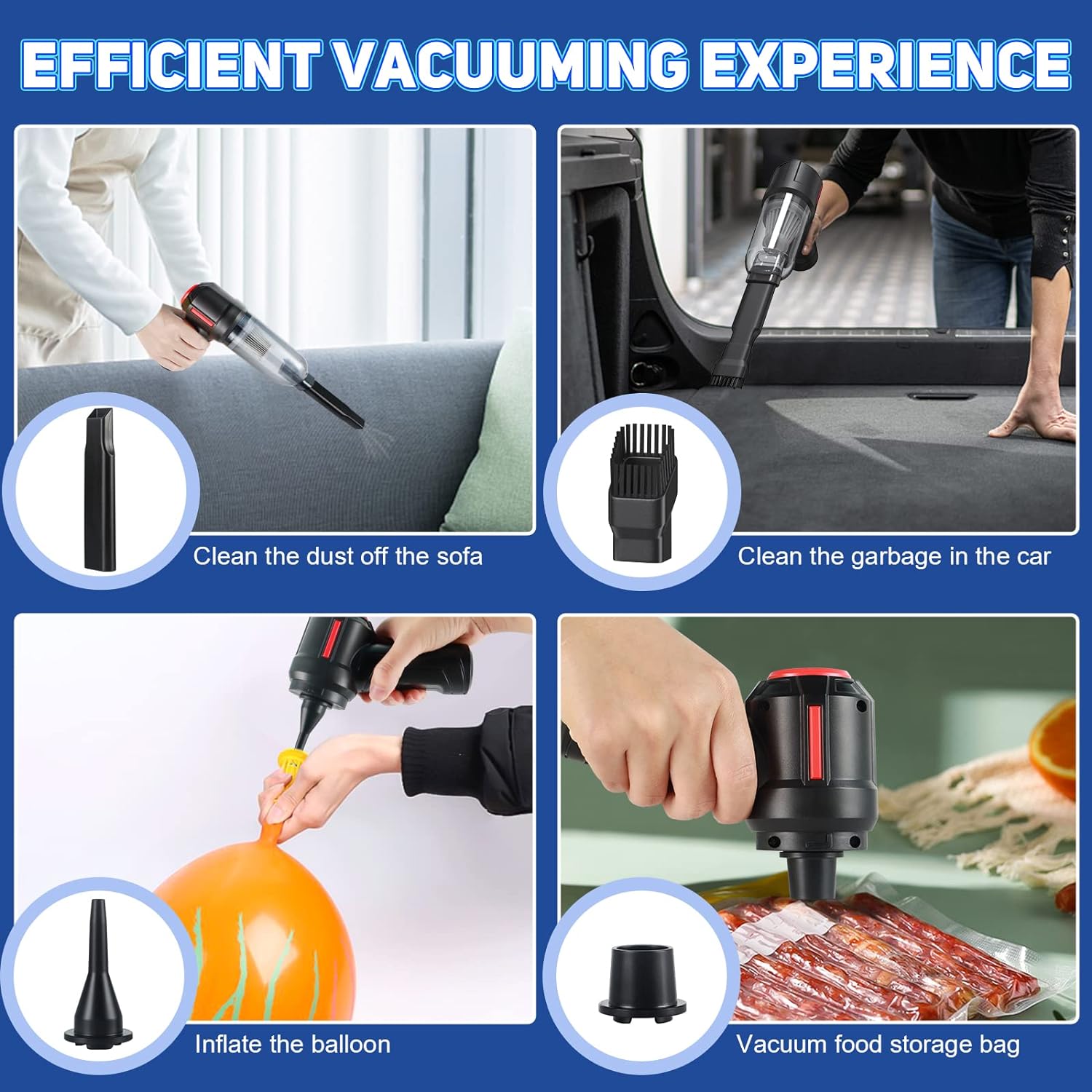 RaMokey Handheld Vacuum Cordless, Mini Car Vacuum Cleaner with 9000Pa/ 120W/ 12V High Power Cordless Rechargeable, car vaccum for Home/Office/Pet Hair - Amazing Gadgets Outlet