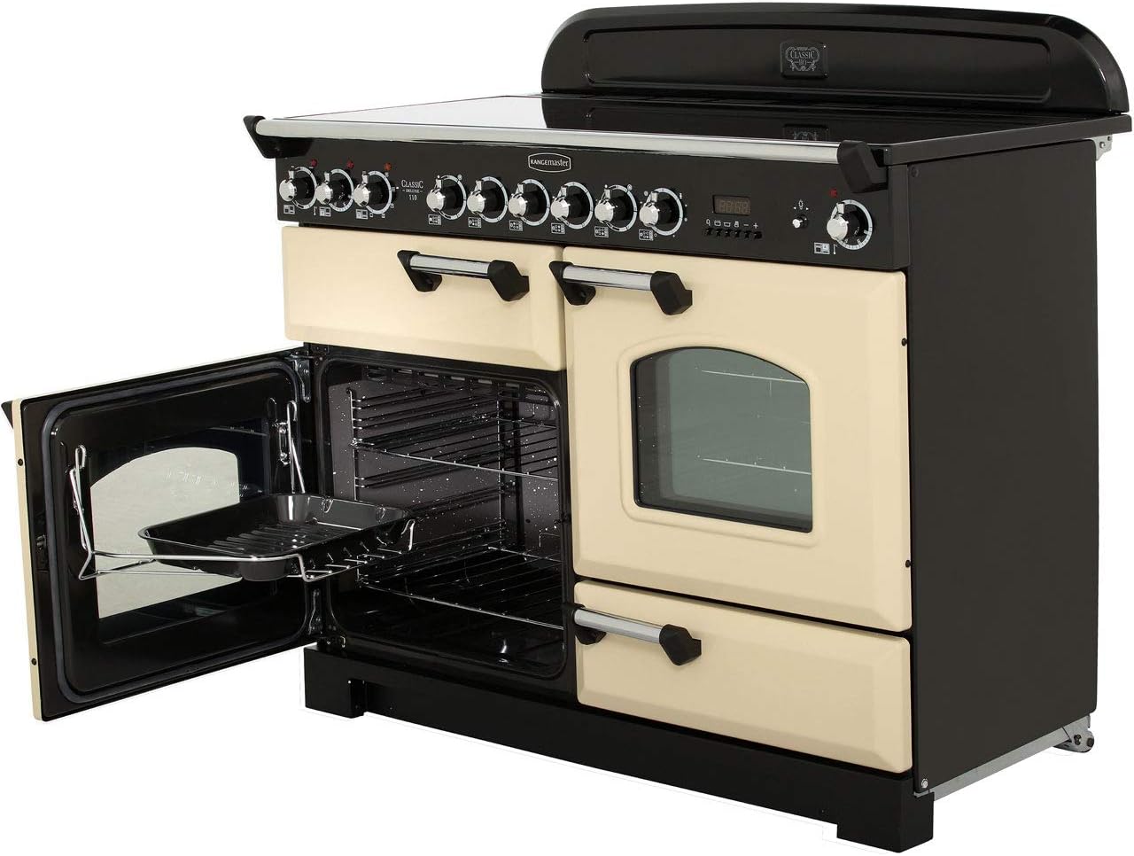 Rangemaster CDL110ECCY/B A Rated Electric Range Cooker in Cranberry/Brass - Amazing Gadgets Outlet