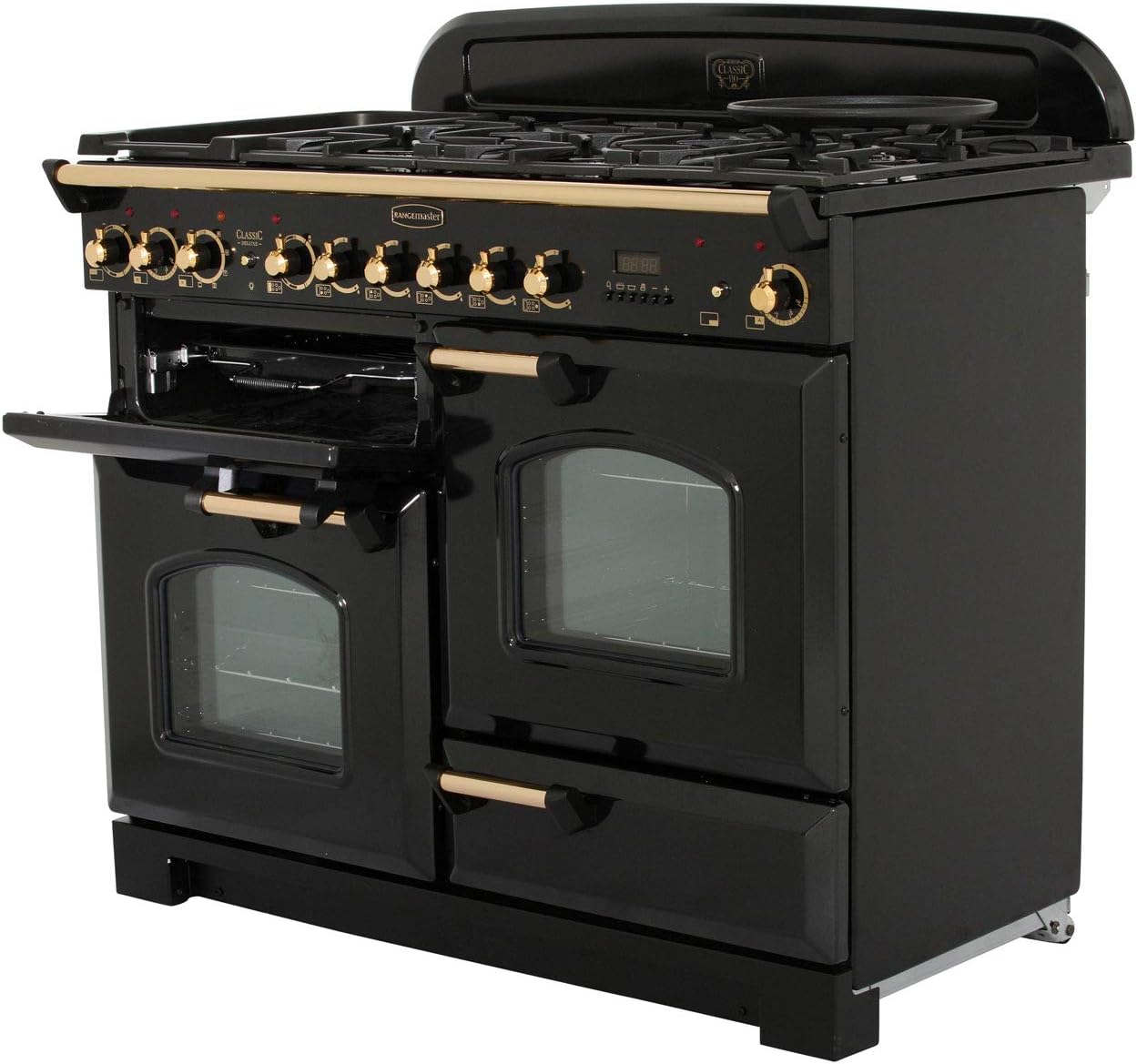 Rangemaster CDL110ECCY/B A Rated Electric Range Cooker in Cranberry/Brass - Amazing Gadgets Outlet