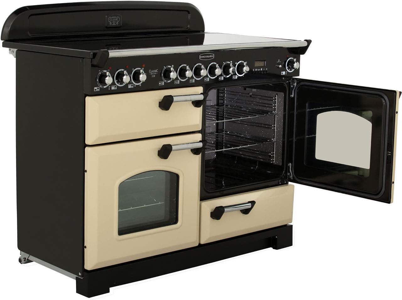 Rangemaster CDL110ECCY/B A Rated Electric Range Cooker in Cranberry/Brass - Amazing Gadgets Outlet