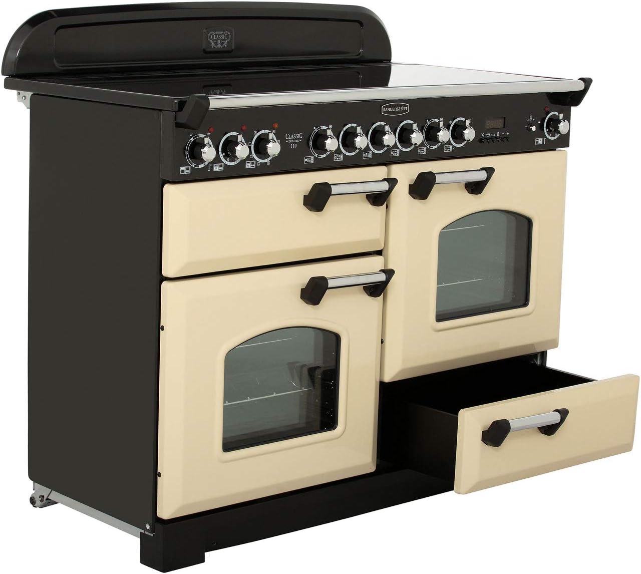 Rangemaster CDL110ECCY/B A Rated Electric Range Cooker in Cranberry/Brass - Amazing Gadgets Outlet