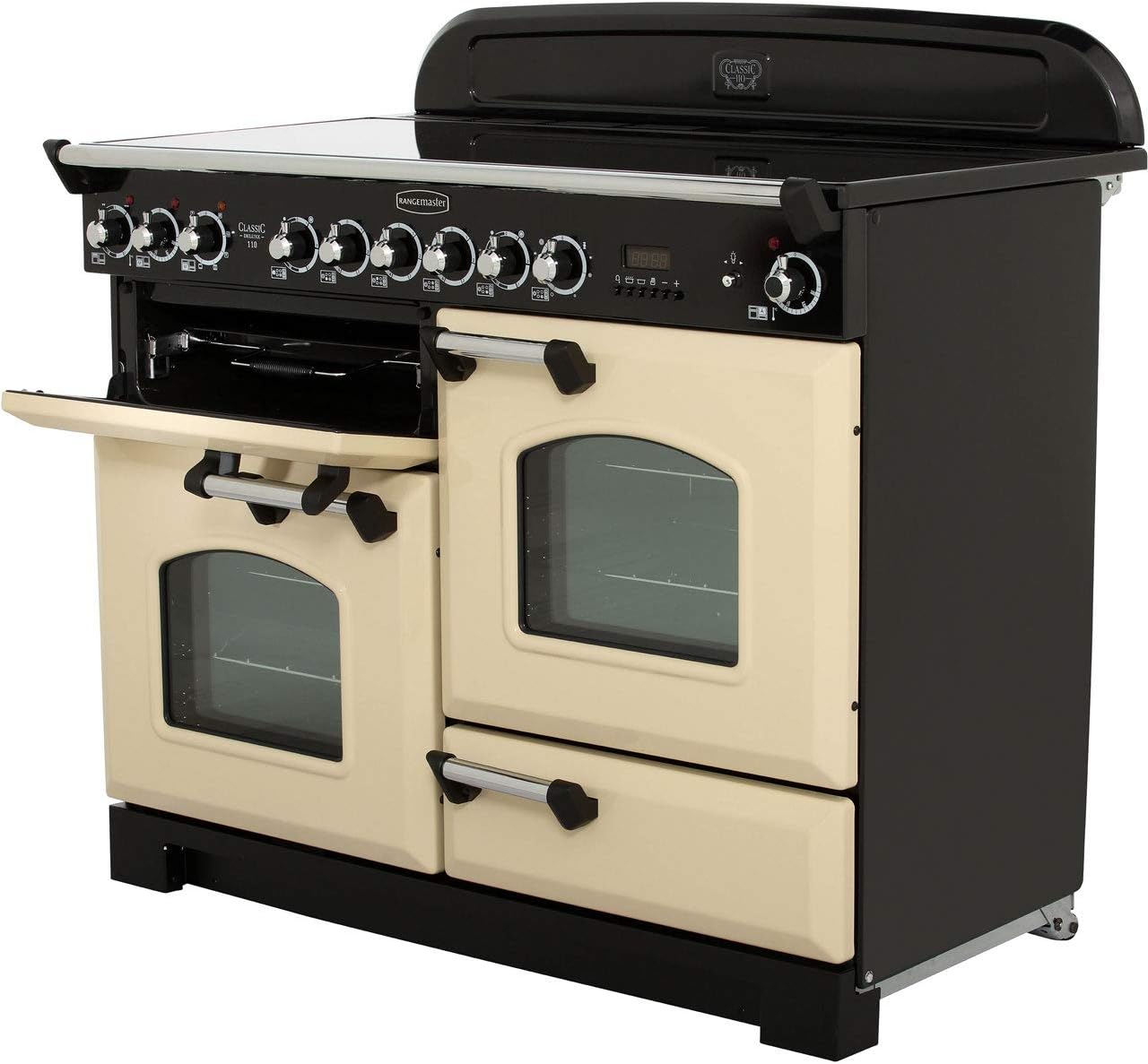 Rangemaster CDL110ECCY/B A Rated Electric Range Cooker in Cranberry/Brass - Amazing Gadgets Outlet