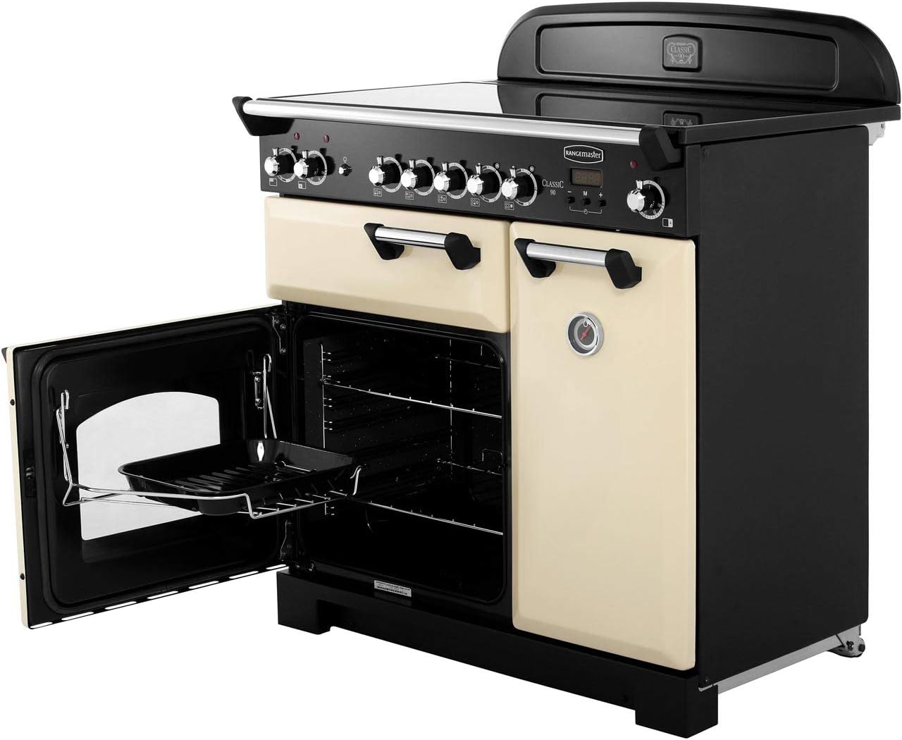 Rangemaster Classic 90cm Electric Range Cooker - Black & Chrome - Amazing Gadgets Outlet