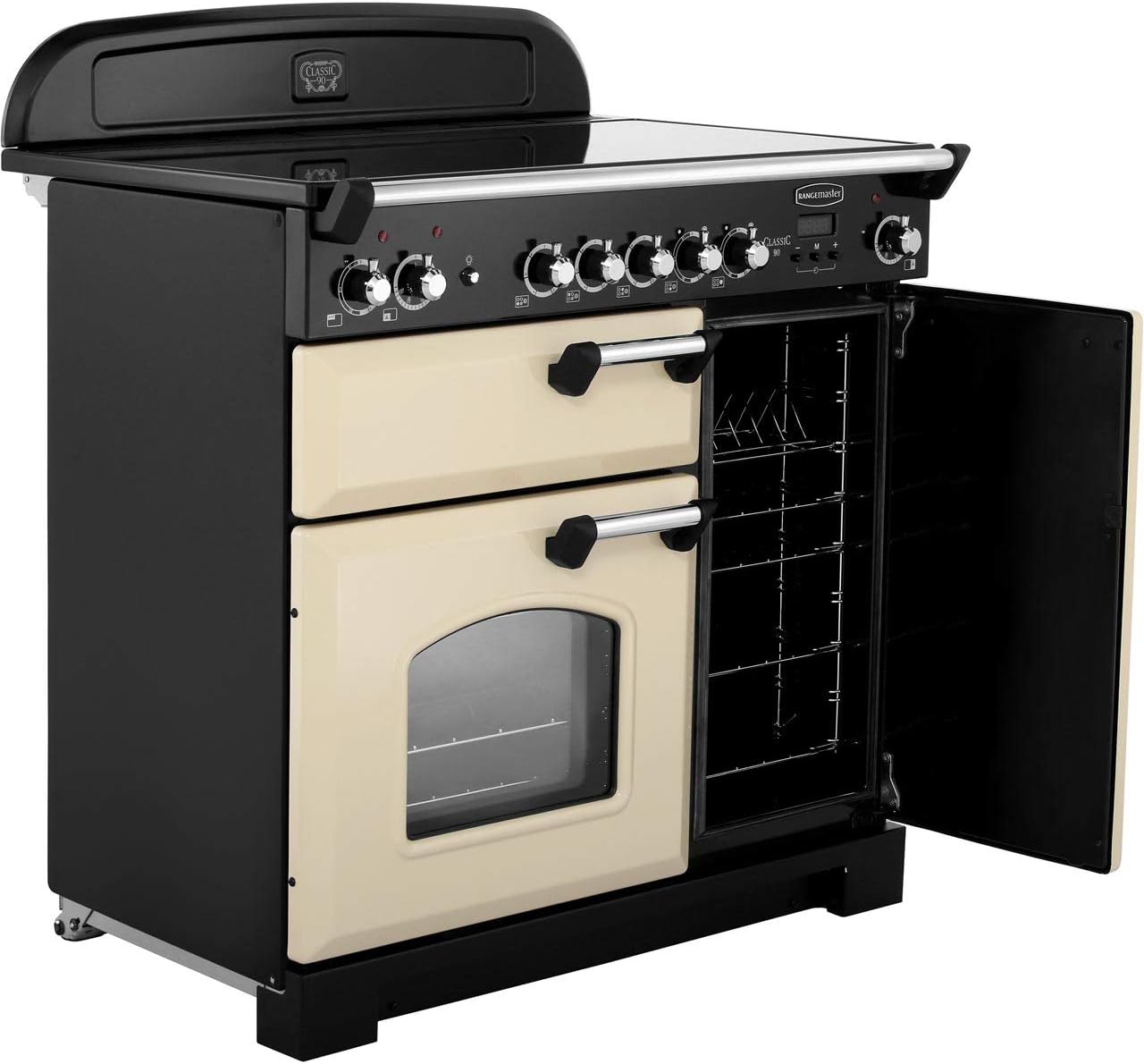 Rangemaster Classic 90cm Electric Range Cooker - Black & Chrome - Amazing Gadgets Outlet