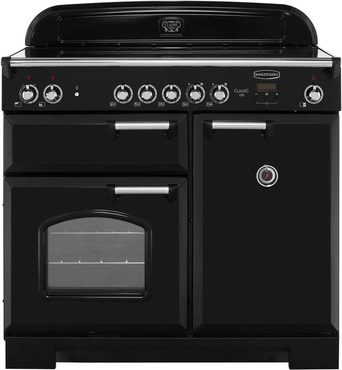 Rangemaster Classic CLA100ECBL/C 100cm Electric Range Cooker with Ceramic Hob - Black / Chrome - A/A Rated - Amazing Gadgets Outlet