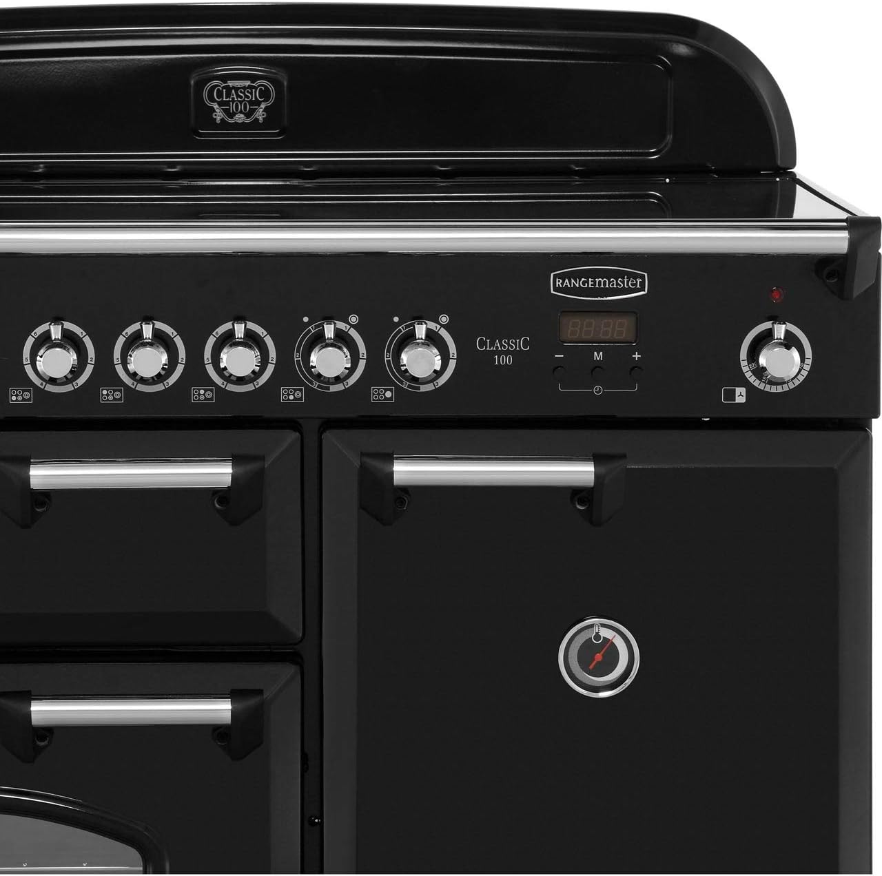 Rangemaster Classic CLA100ECBL/C 100cm Electric Range Cooker with Ceramic Hob - Black / Chrome - A/A Rated - Amazing Gadgets Outlet