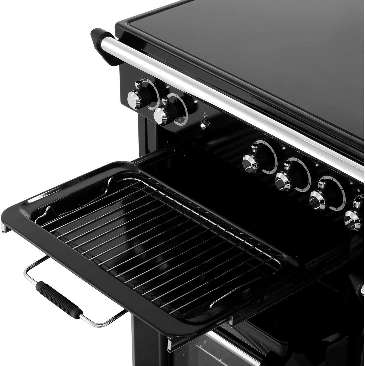 Rangemaster Classic CLA100ECBL/C 100cm Electric Range Cooker with Ceramic Hob - Black / Chrome - A/A Rated - Amazing Gadgets Outlet