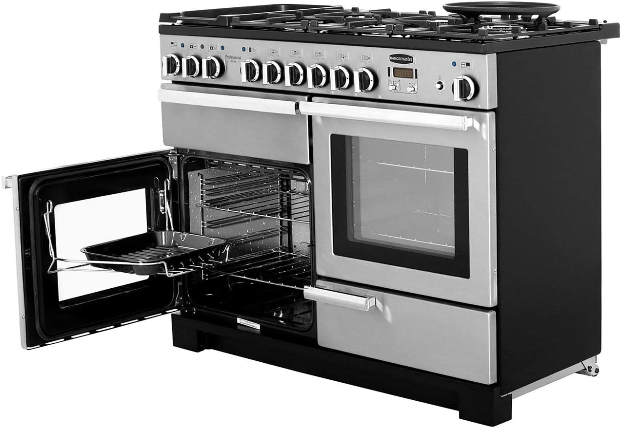 Rangemaster PDL110DFFWH/C Professional Deluxe White with Chrome Trim 110cm Dual Fuel Range Cooker - Amazing Gadgets Outlet