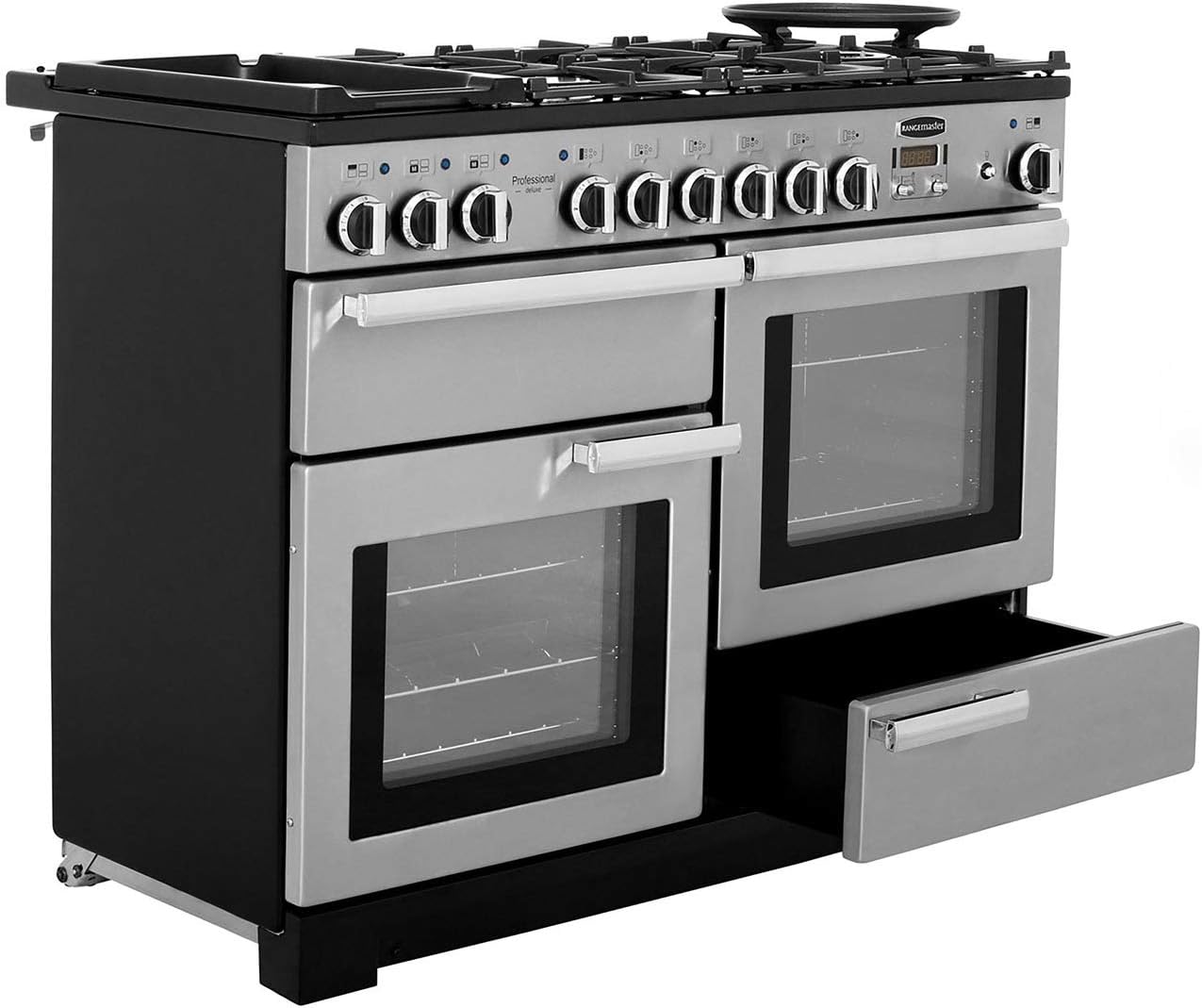 Rangemaster PDL110DFFWH/C Professional Deluxe White with Chrome Trim 110cm Dual Fuel Range Cooker - Amazing Gadgets Outlet