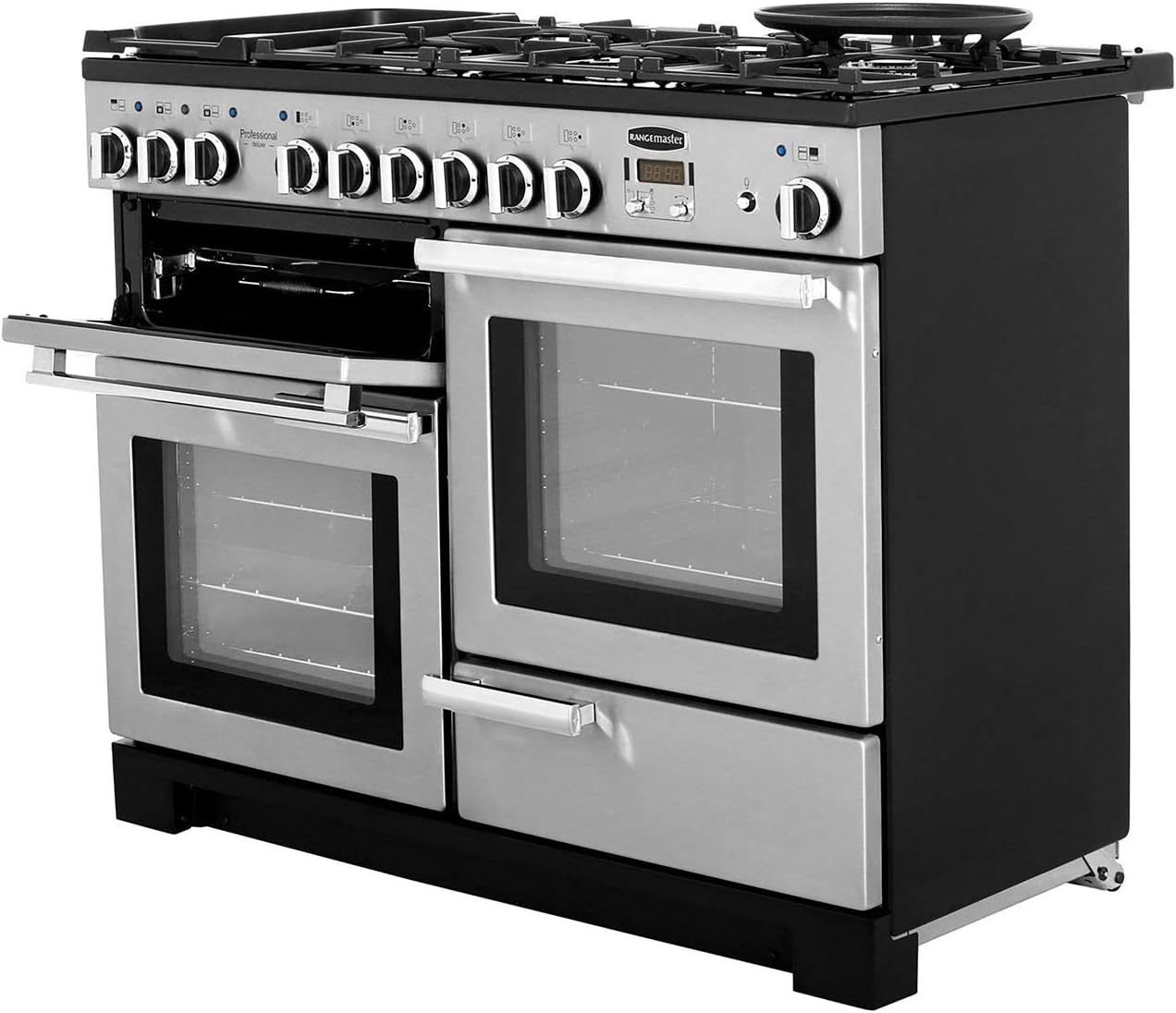 Rangemaster PDL110DFFWH/C Professional Deluxe White with Chrome Trim 110cm Dual Fuel Range Cooker - Amazing Gadgets Outlet