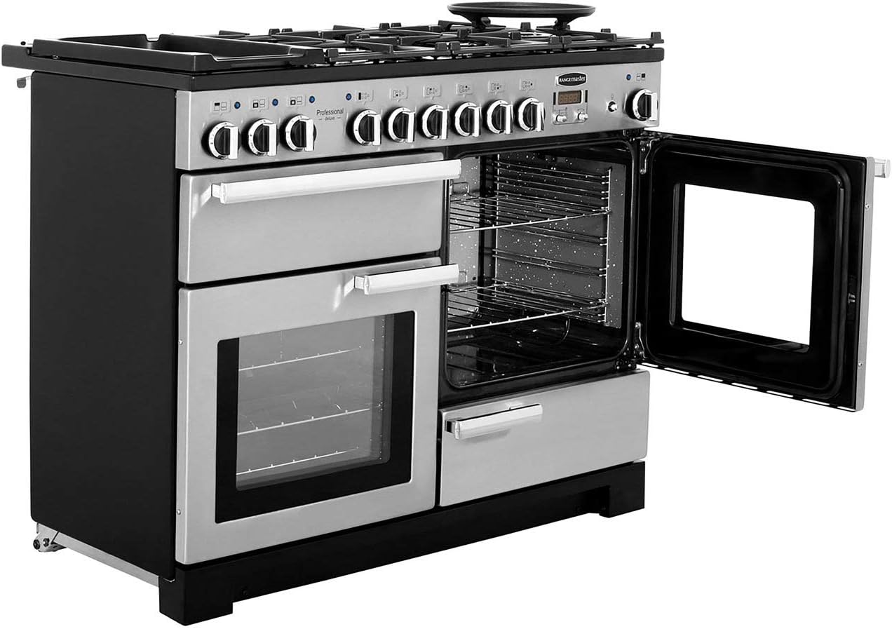 Rangemaster PDL110DFFWH/C Professional Deluxe White with Chrome Trim 110cm Dual Fuel Range Cooker - Amazing Gadgets Outlet