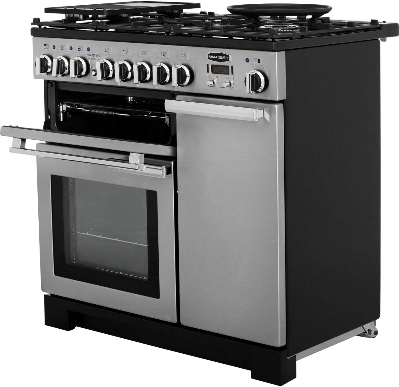 Rangemaster PDL90DFFWH/C Freestanding A Rated Dual Fuel Range Cooker - White - Amazing Gadgets Outlet