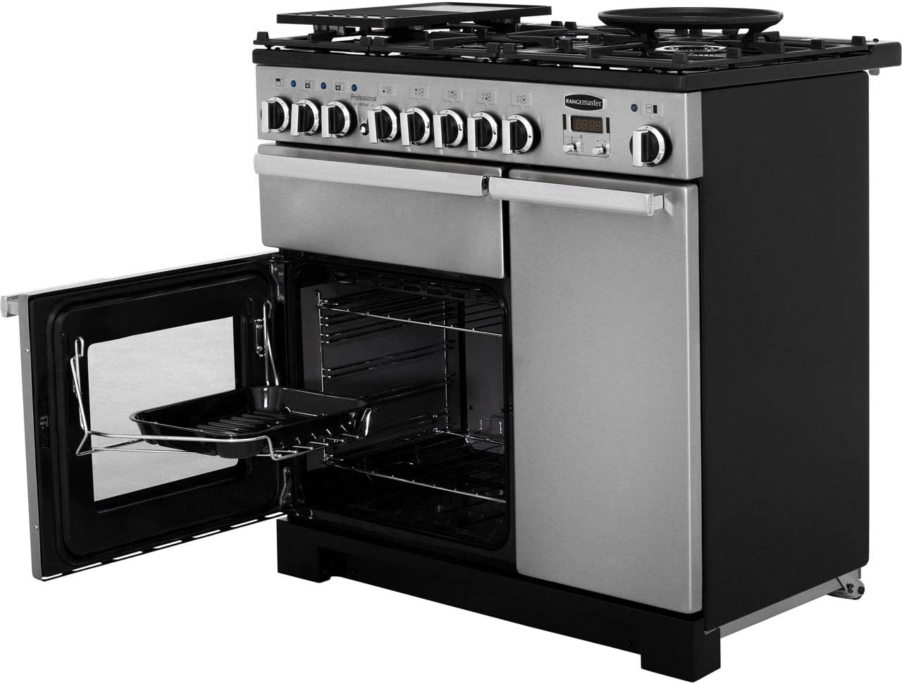 Rangemaster PDL90DFFWH/C Freestanding A Rated Dual Fuel Range Cooker - White - Amazing Gadgets Outlet