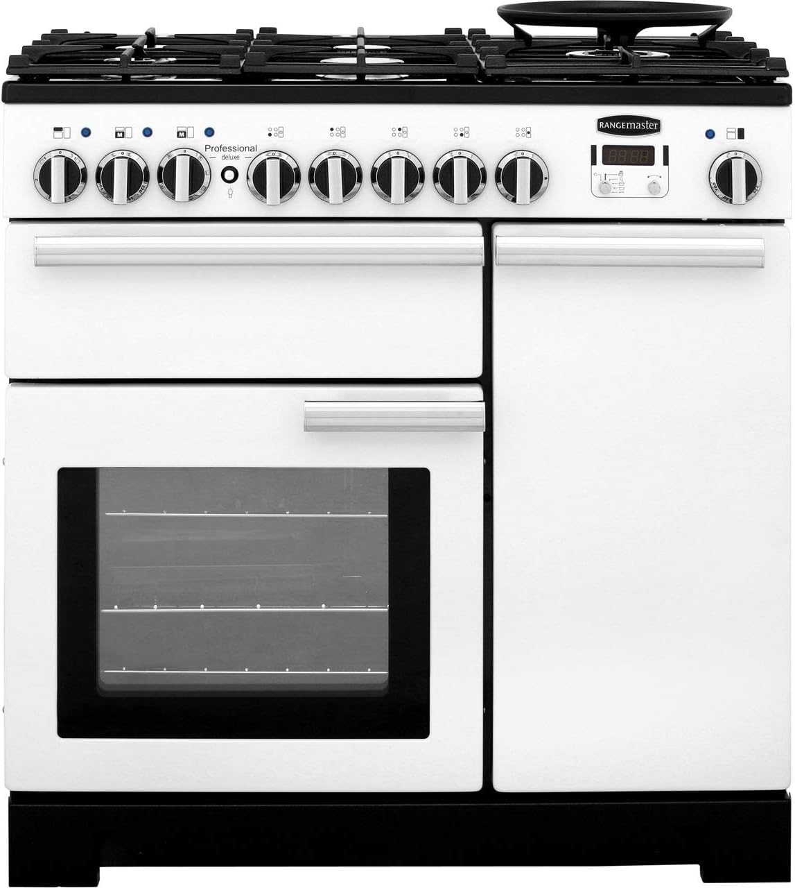 Rangemaster PDL90DFFWH/C Freestanding A Rated Dual Fuel Range Cooker - White - Amazing Gadgets Outlet