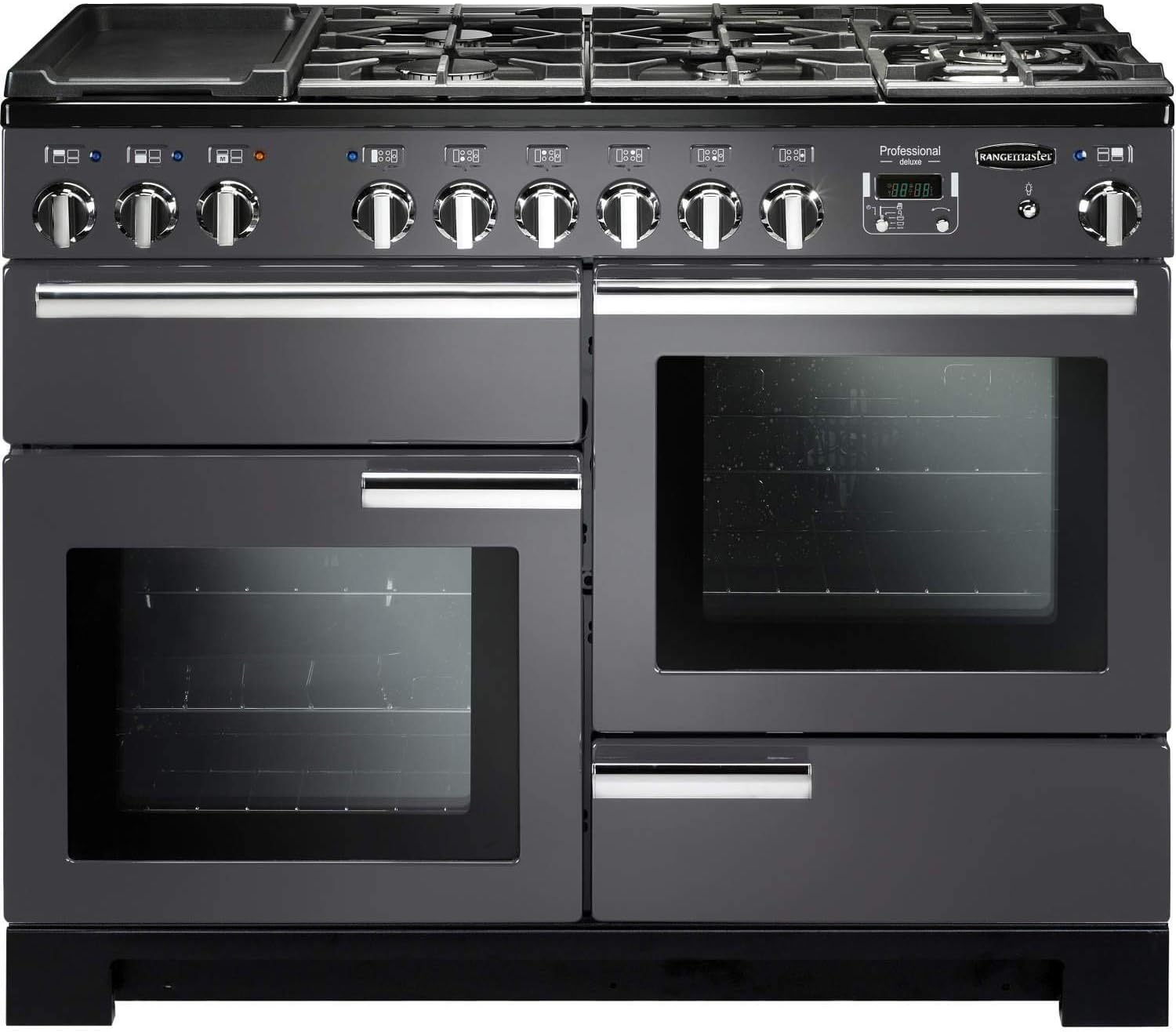 Rangemaster Professional Deluxe 110cm Dual Fuel Range Cooker - Slate Grey - Amazing Gadgets Outlet