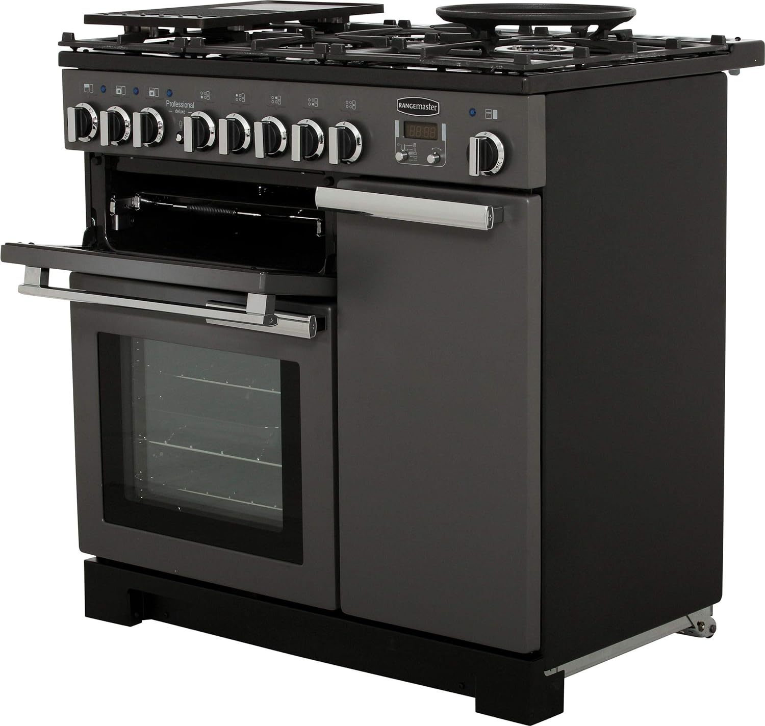 Rangemaster Professional Deluxe 90cm Dual Fuel Range Cooker - Slate Grey - Amazing Gadgets Outlet