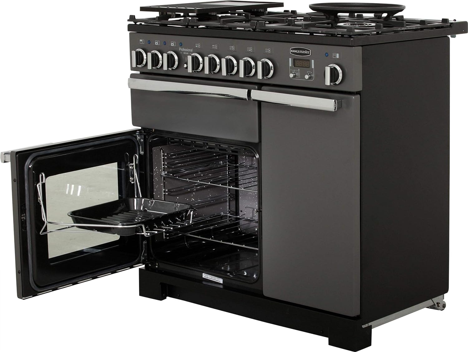 Rangemaster Professional Deluxe 90cm Dual Fuel Range Cooker - Slate Grey - Amazing Gadgets Outlet