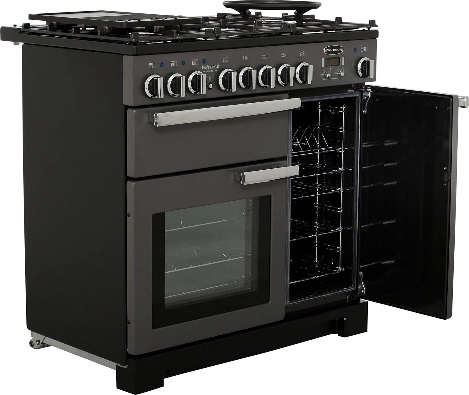 Rangemaster Professional Deluxe 90cm Dual Fuel Range Cooker - Slate Grey - Amazing Gadgets Outlet