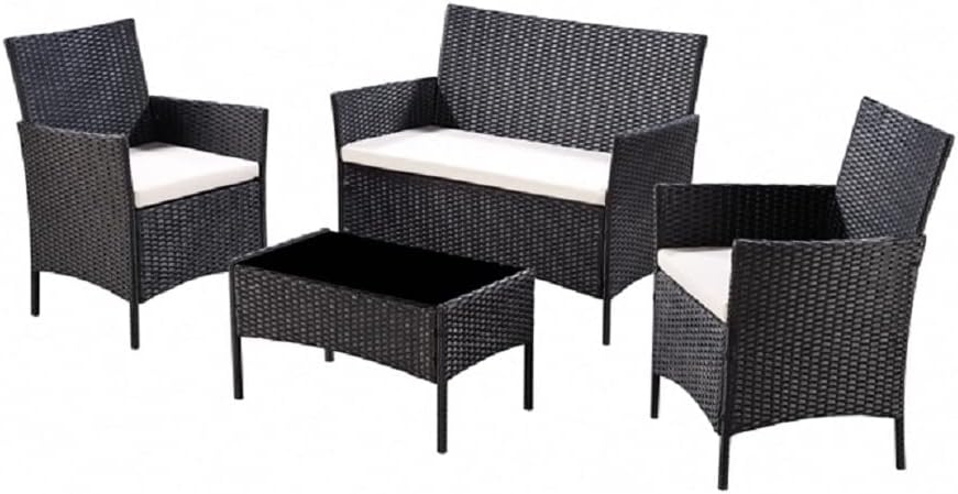 Rattan Garden Furniture 4 Piece Patio Set with Rattan Garden Table and Garden Chairs, Garden Bistro Set for 4, with Optional Rattan Garden Furniture Cover (Dark Brown + Cover)   Import  Single ASIN  Import  Multiple ASIN ×Product customization - Amazing Gadgets Outlet