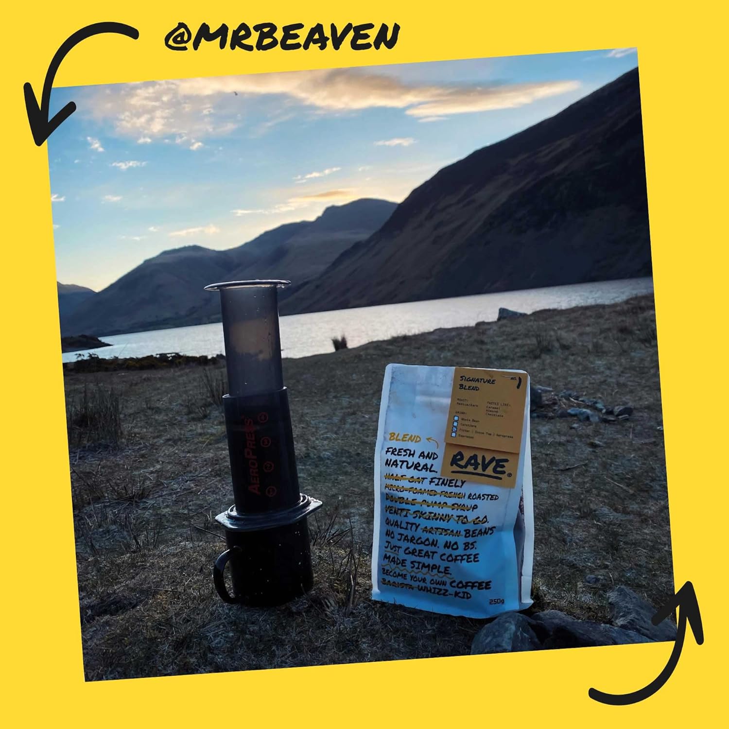 Rave Coffee AeroPress Gift Set with AeroPress Coffee Maker, Delicious 250g Rave Signature Blend Ground Coffee & Brewing Guide - Amazing Gadgets Outlet