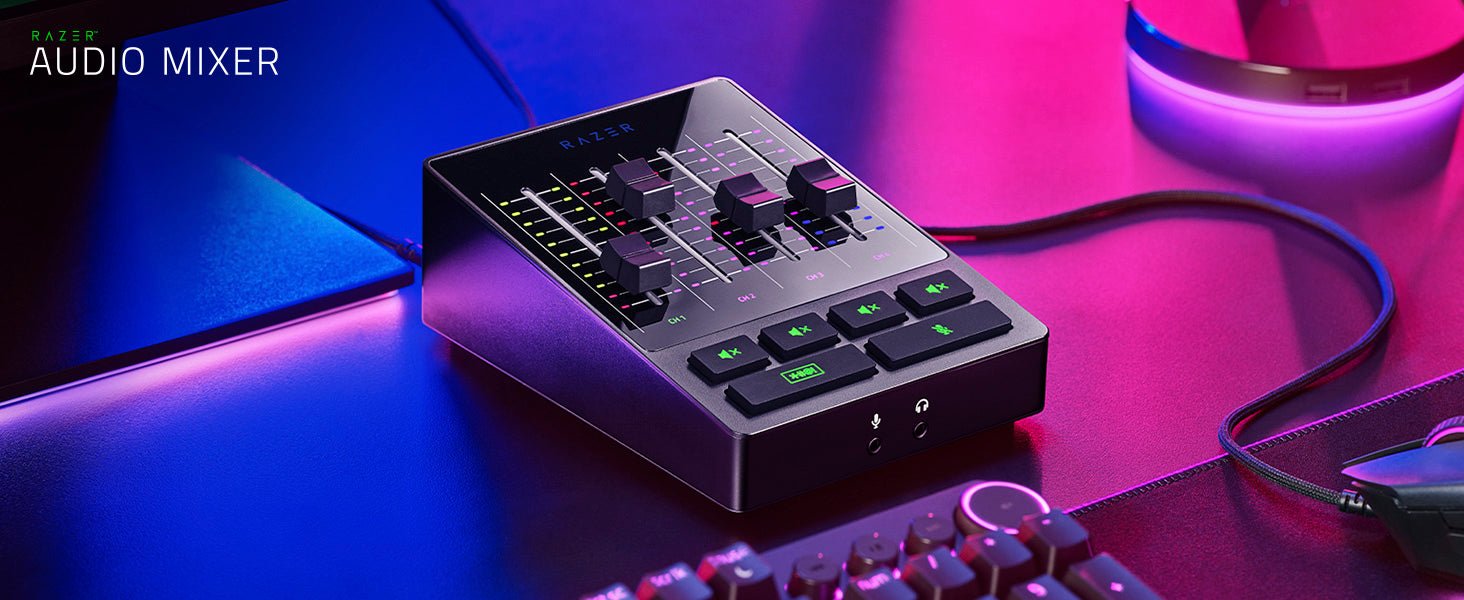 Razer Audio Mixer (Analog Audio Mixer, 4 - channel Interface with Mute Buttons, XLR Input with Preamp, Plug and Play), Black, RZ19 - 03860100 - R3M1 - Amazing Gadgets Outlet