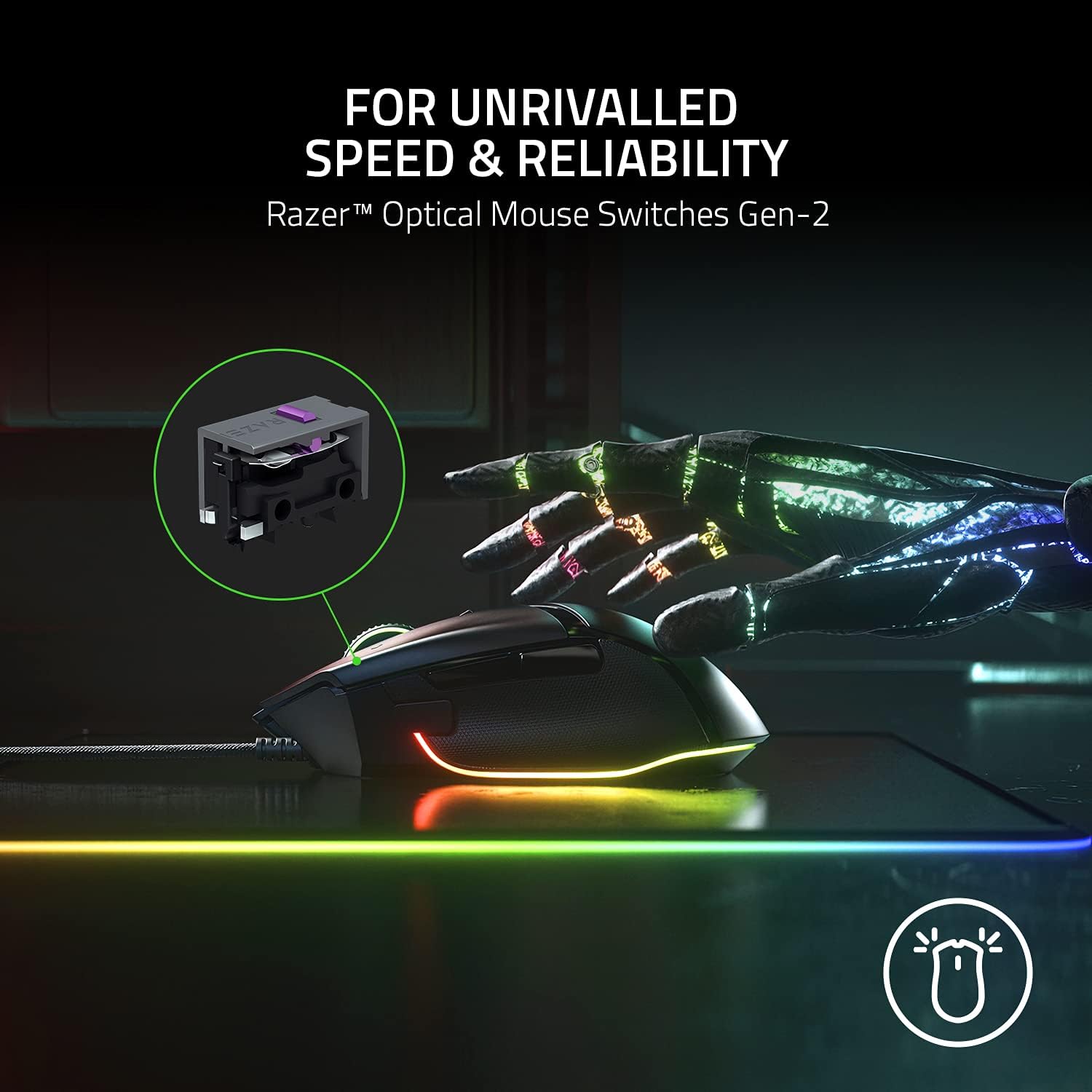 Razer Basilisk V3 - Wired Customisable Gaming Mouse (10+1 Programmable Buttons, HyperScroll Tilt Wheel, 11 Chroma RGB Lighting Zones, Optical Mouse Switches, Focus+ 26K DPI Optical Sensor) Black - Amazing Gadgets Outlet