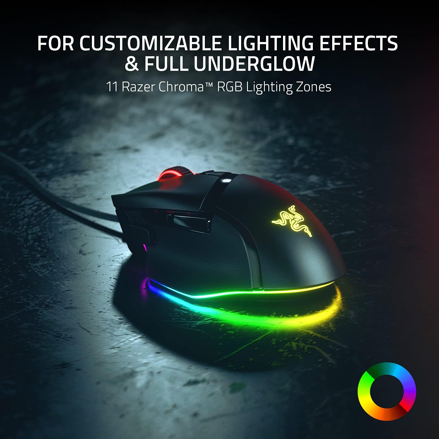 Razer Basilisk V3 - Wired Customisable Gaming Mouse (10+1 Programmable Buttons, HyperScroll Tilt Wheel, 11 Chroma RGB Lighting Zones, Optical Mouse Switches, Focus+ 26K DPI Optical Sensor) Black - Amazing Gadgets Outlet