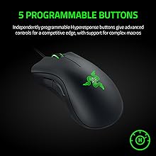 Razer DeathAdder Essential (2021) - Wired Gaming Mouse (Optical Sensor, 6400 DPI, 5 Programmable Buttons, Ergonomic Form Factor) Black - Amazing Gadgets Outlet