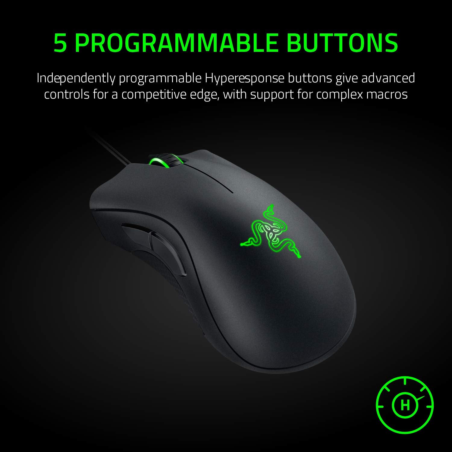 Razer DeathAdder Essential (2021) - Wired Gaming Mouse (Optical Sensor, 6400 DPI, 5 Programmable Buttons, Ergonomic Form Factor) Black - Amazing Gadgets Outlet