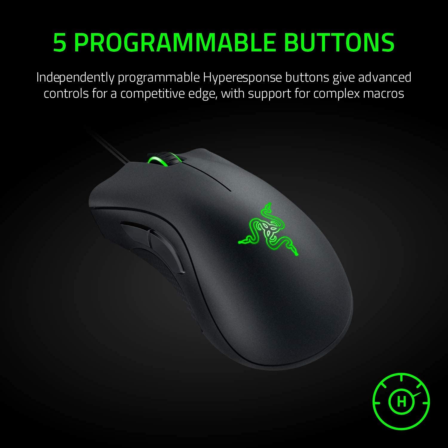 Razer DeathAdder Essential Gaming Mouse: 6400 DPI Optical Sensor - 5 Programmable Buttons - Mechanical Switches - Rubber Side Grips - Classic Black - Amazing Gadgets Outlet