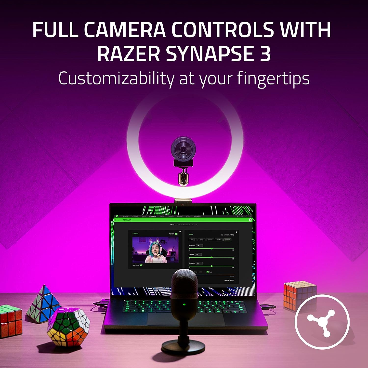 Razer Kiyo X Full HD Streaming Webcam: 1080p 30FPS or 720p 60FPS - Auto Focus - Fully Customizable Settings - Flexible Mounting Options - Works with Zoom/Teams/Skype Conferencing Video Calling - Amazing Gadgets Outlet