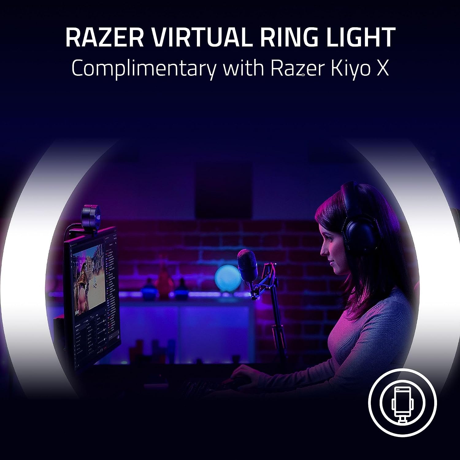 Razer Kiyo X Full HD Streaming Webcam: 1080p 30FPS or 720p 60FPS - Auto Focus - Fully Customizable Settings - Flexible Mounting Options - Works with Zoom/Teams/Skype Conferencing Video Calling - Amazing Gadgets Outlet