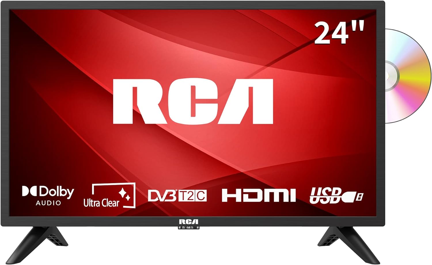 RCA 32 Inch 720P TV, Freeview HD Dolby Digital Audio DVB T2/S2 HD LED Backlighting Display TV, HDMI USB Earphone Output Media Player Monitor PS5 Xbox, Small TV for Bedroom Kitchen Black - Amazing Gadgets Outlet